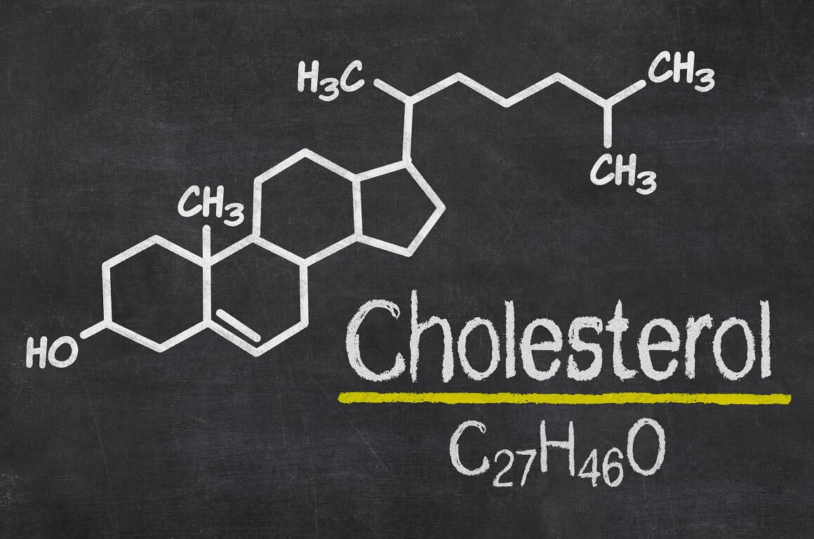 Kolesterol je steroidni alkohol molekulske formule C27H46O