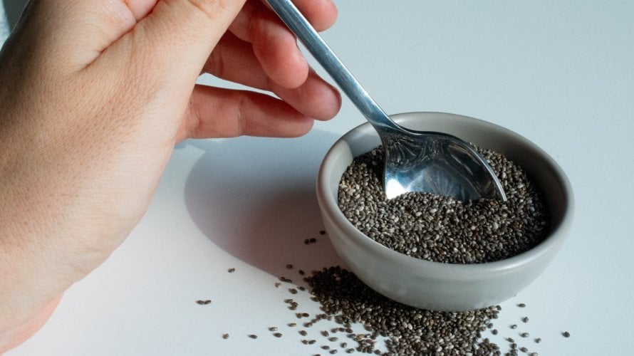 Chia sjemenke upijaju tekućinu iz probavnog sustava i stvaraju gel koji se širi, što može dovesti do nadutosti ili zatvora ako tijelu nedostaje vode za pravilno kretanje vlakana